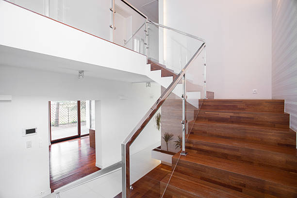 Glass Balustrades with wooden stairs