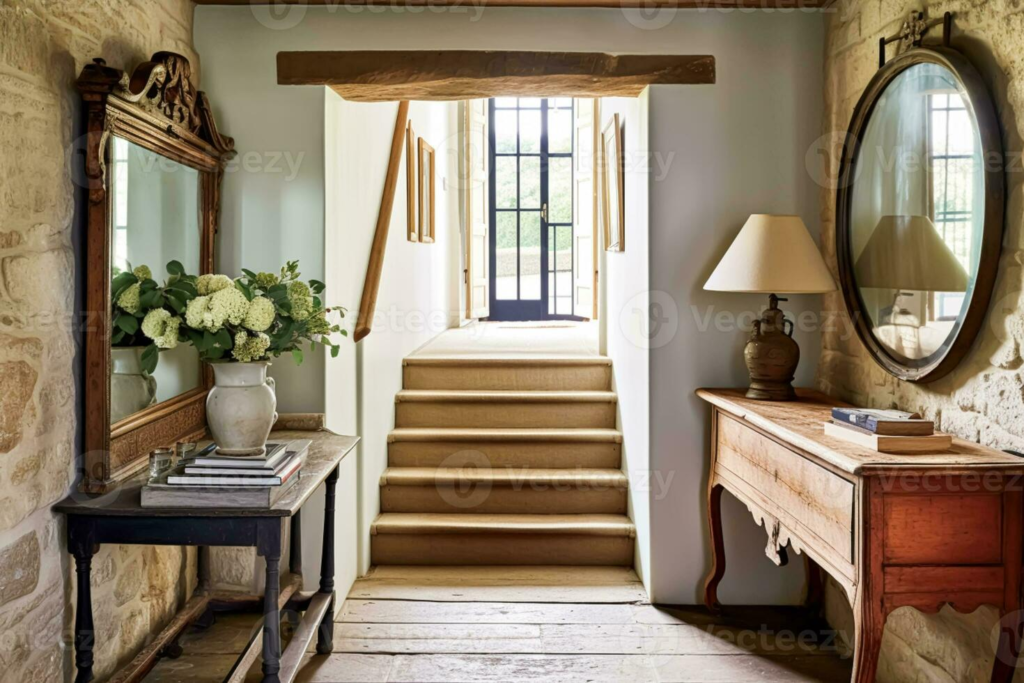entryway with a hall tree on table
