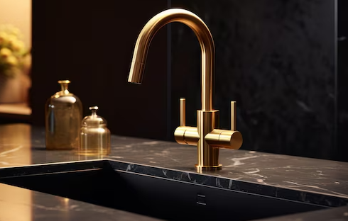 Black and Gold Kitchen Faucet