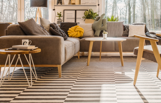 gray colored Striped Rugs