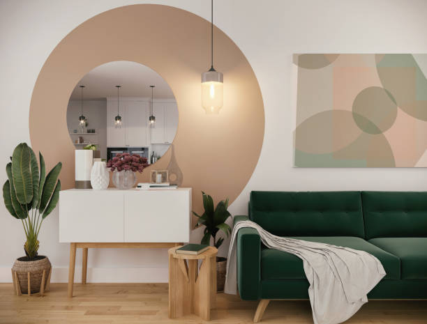 a large Mirror on accent Wall living area