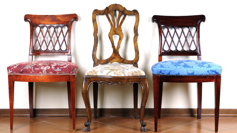 three different surface seating chairs