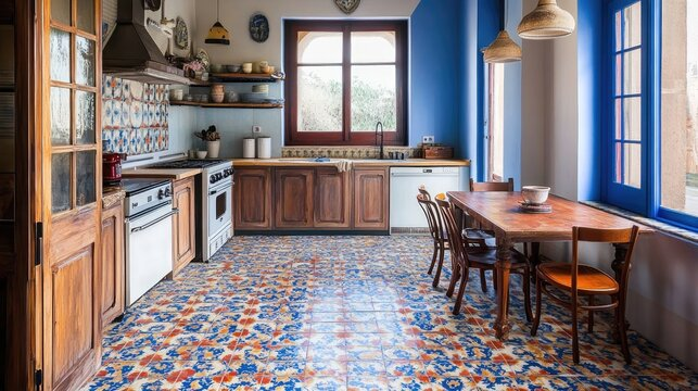 Encaustic Look Porcelain Tiles for Kitchens